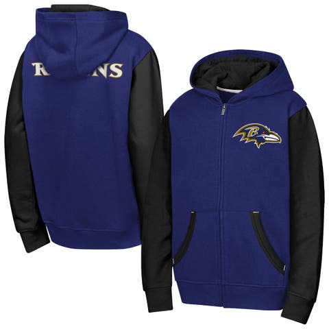 Youth Outerstuff Purple Baltimore Ravens Stadium Colorblock Full-Zip Hoodie