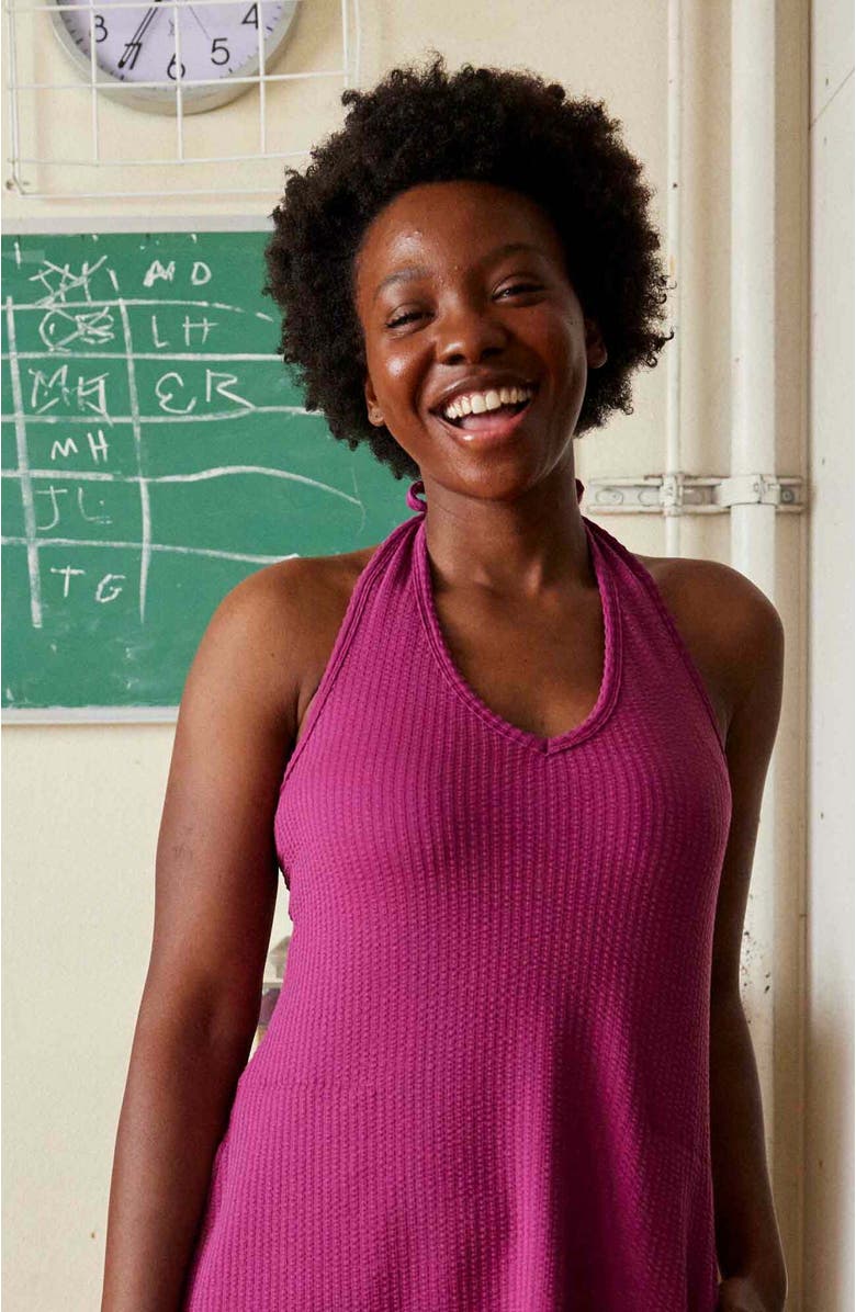 Toad & Co Plumeria Halter Sleeveless Dress, Alternate, color, Boysenberry Texture