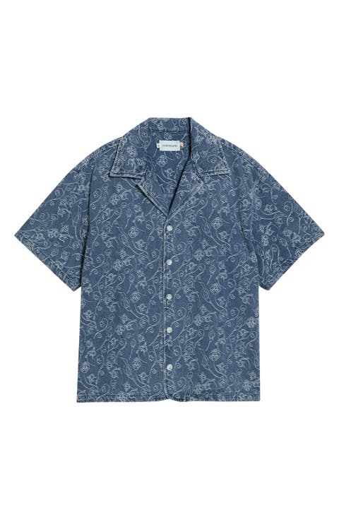 Floral Jacquard Camp Shirt