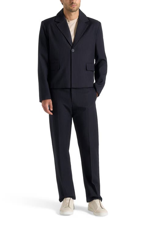 Silas Pinstriped Tailored Cropped Blazer