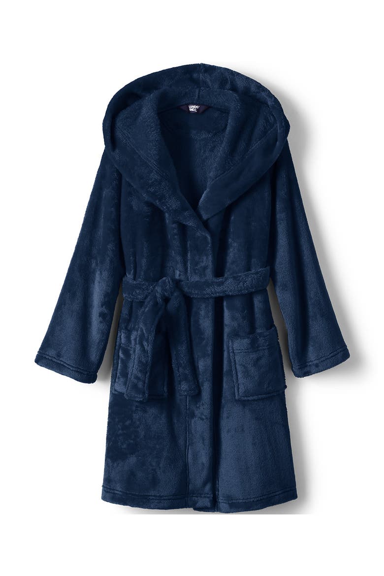 Kids Hooded Fleece Solid Robe, Main, color, Navy