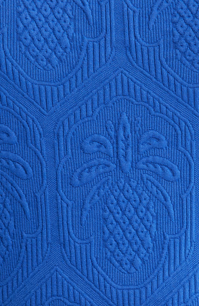 FARM Rio Blue Matelasse Pineapple Belted One-Piece Swimsuit, Alternate, color,