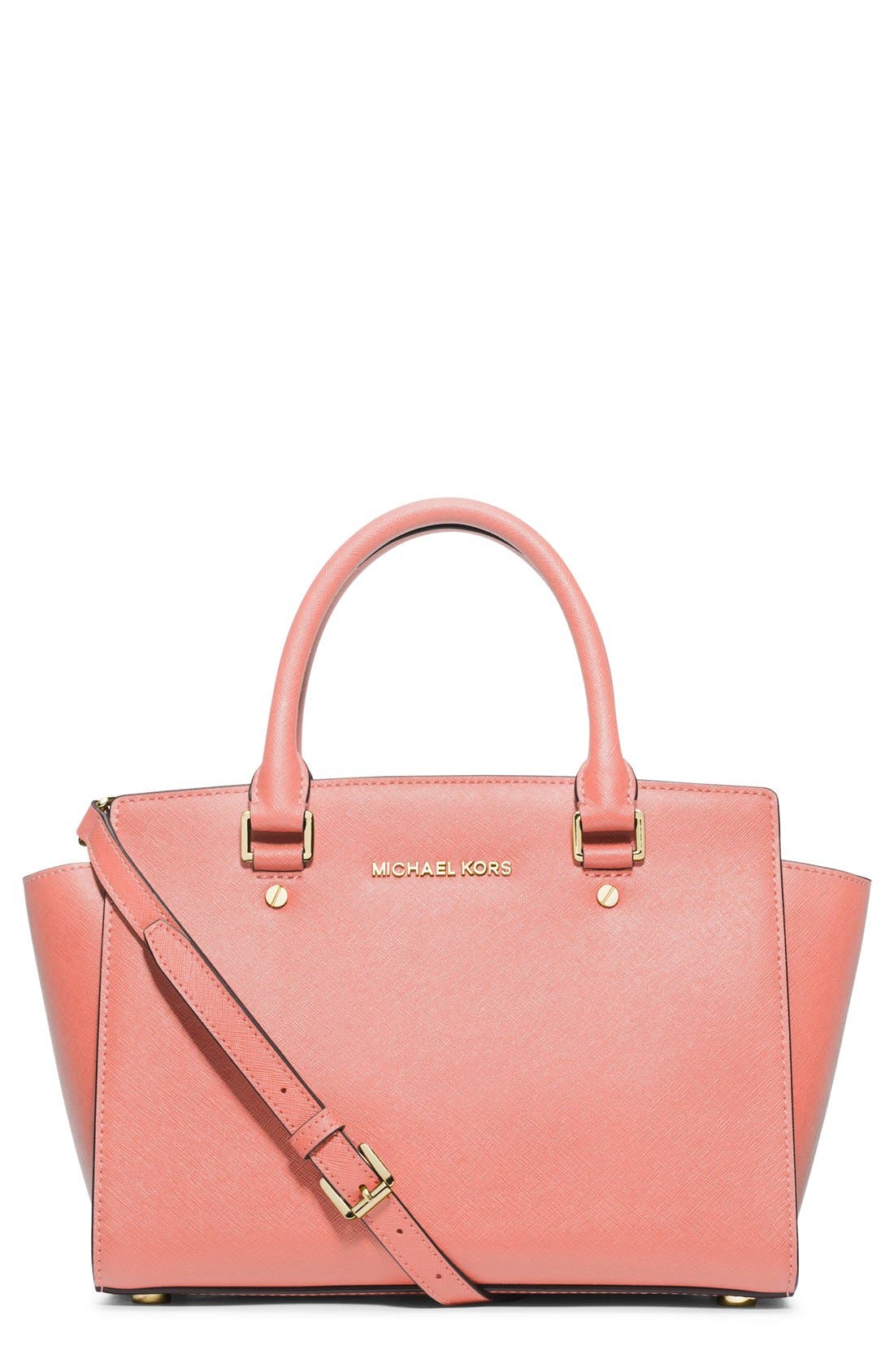 'Medium Selma' Leather Zip Top Satchel, Main, color, PALE PINK