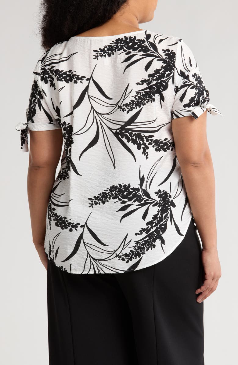 Renee C Floral Short Sleeve Top, Alternate, color, Ivory