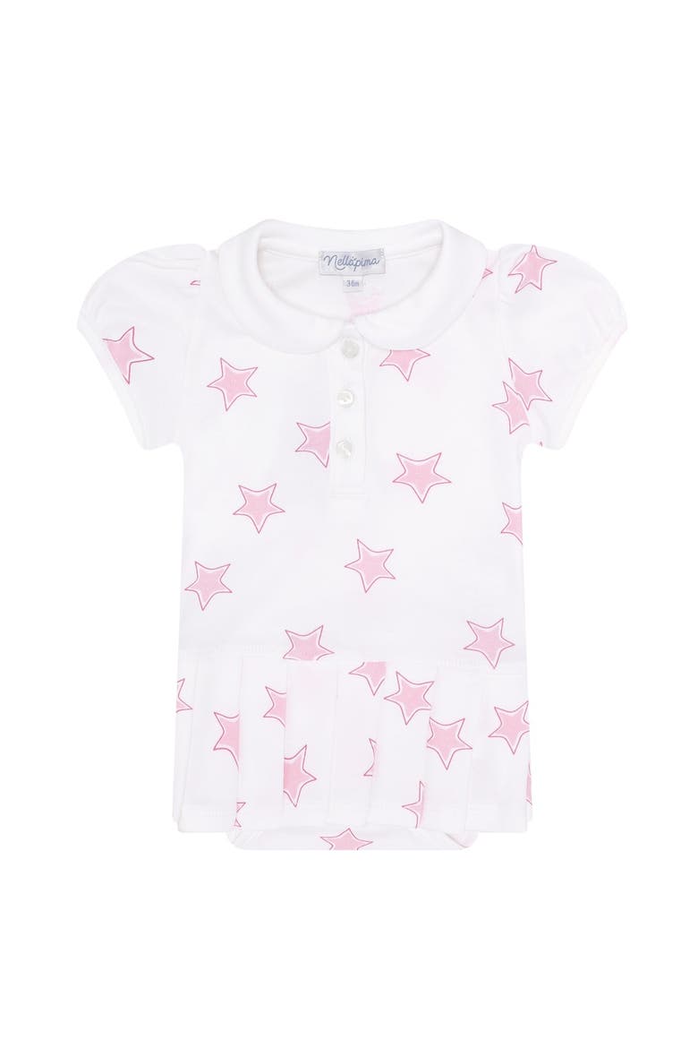 Pink Stars Print Pleated Dress - Baby, Main, color, Pink