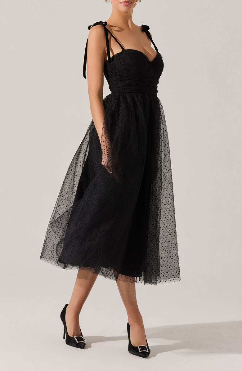 ASTR the Label Karyme Tie Strap Midi Dress, Alternate, color, Black