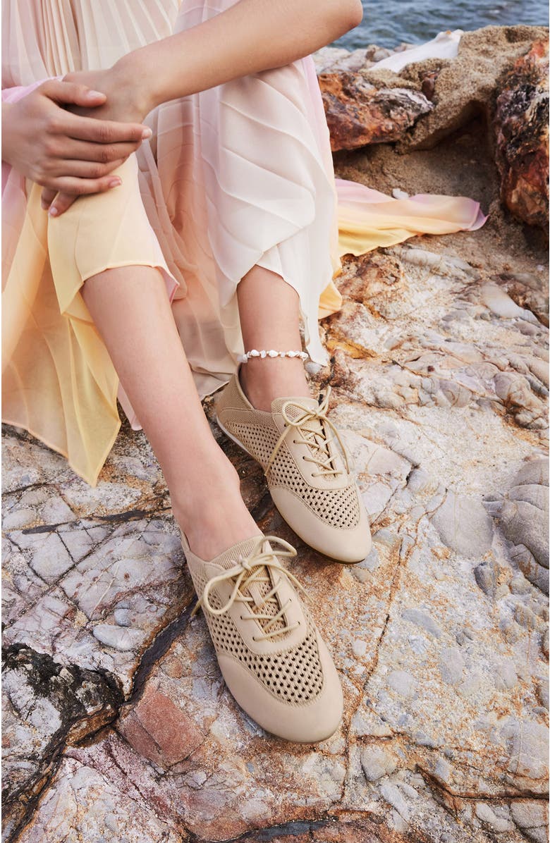 VIVAIA Round-Toe Lace-Up Mesh Sneakers, Alternate, color, Shell Tint