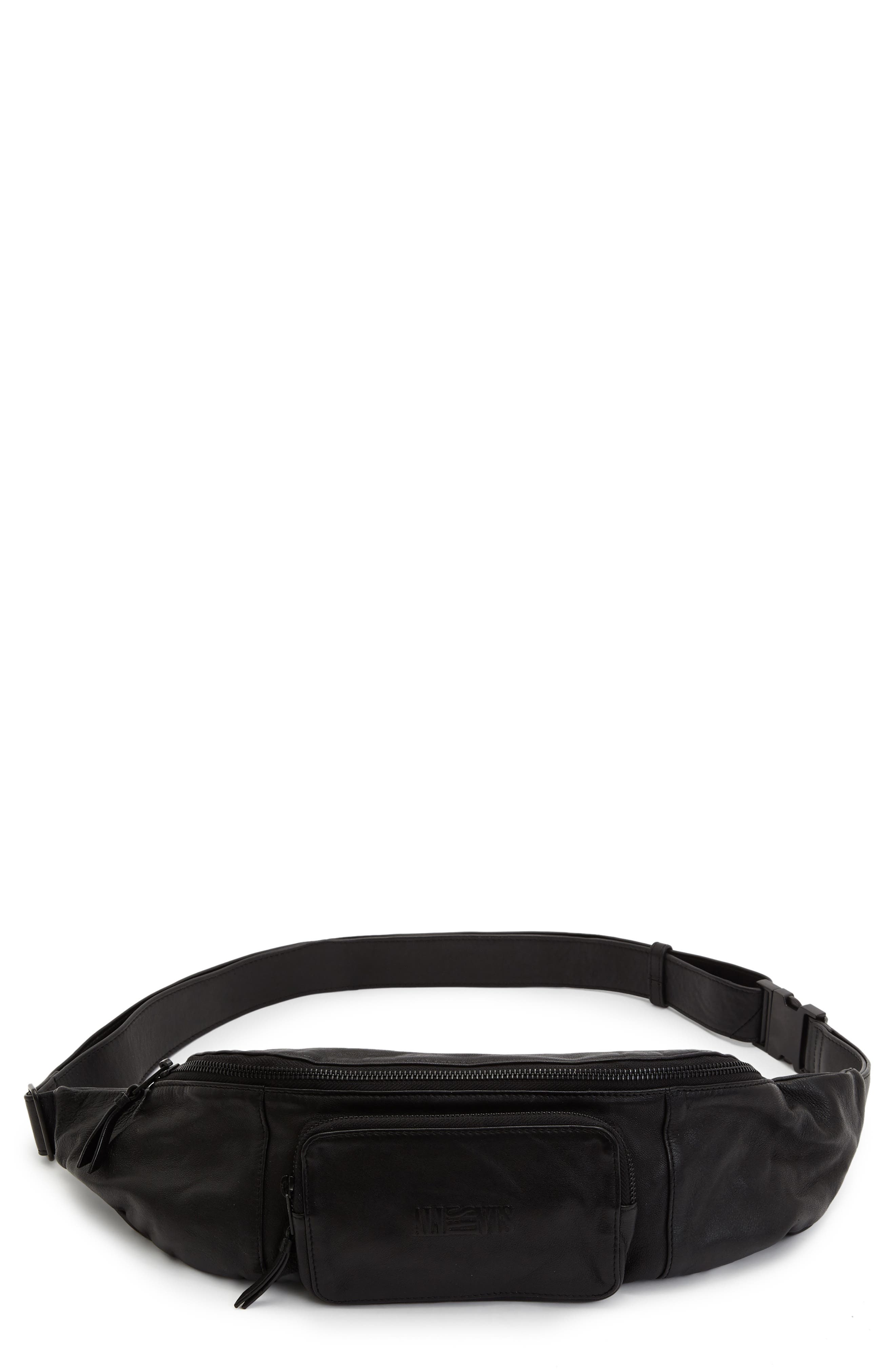 AllSaints Oppose Leather Belt Bag, Main, color, 