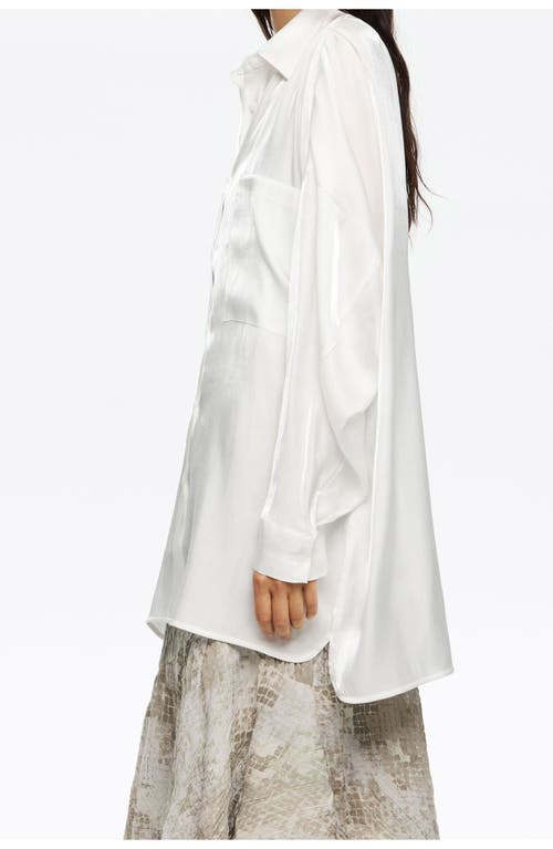 Bimba Y Lola Shiny Oversize Shirt In White