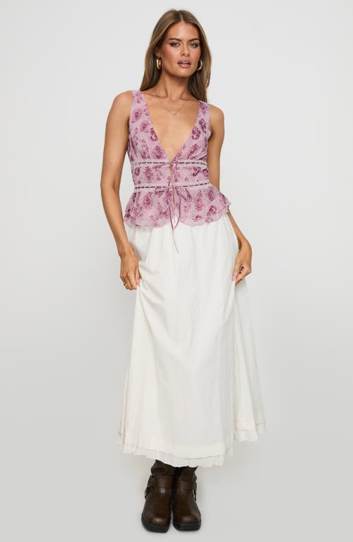 Princess Polly Nikolise Paisley Print Sleeveless Drawstring Top In Purple