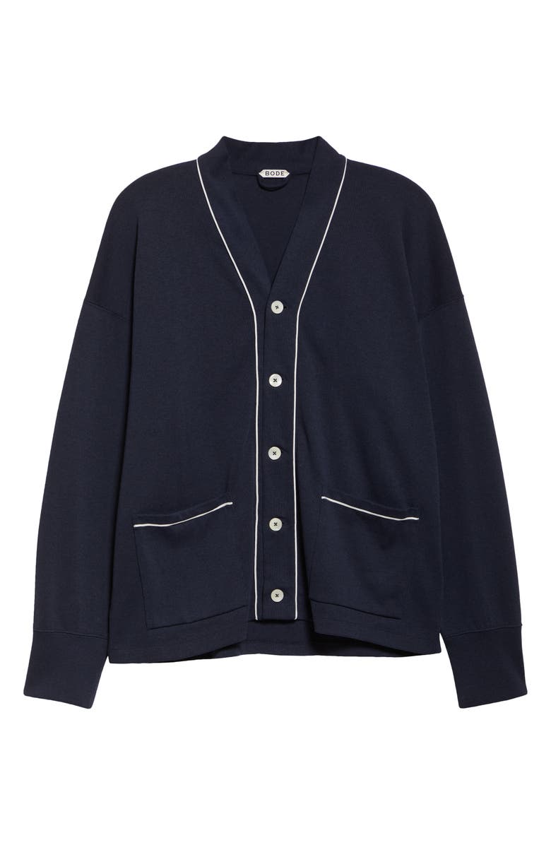 Bode Uniform Cardigan, Alternate, color, Navy