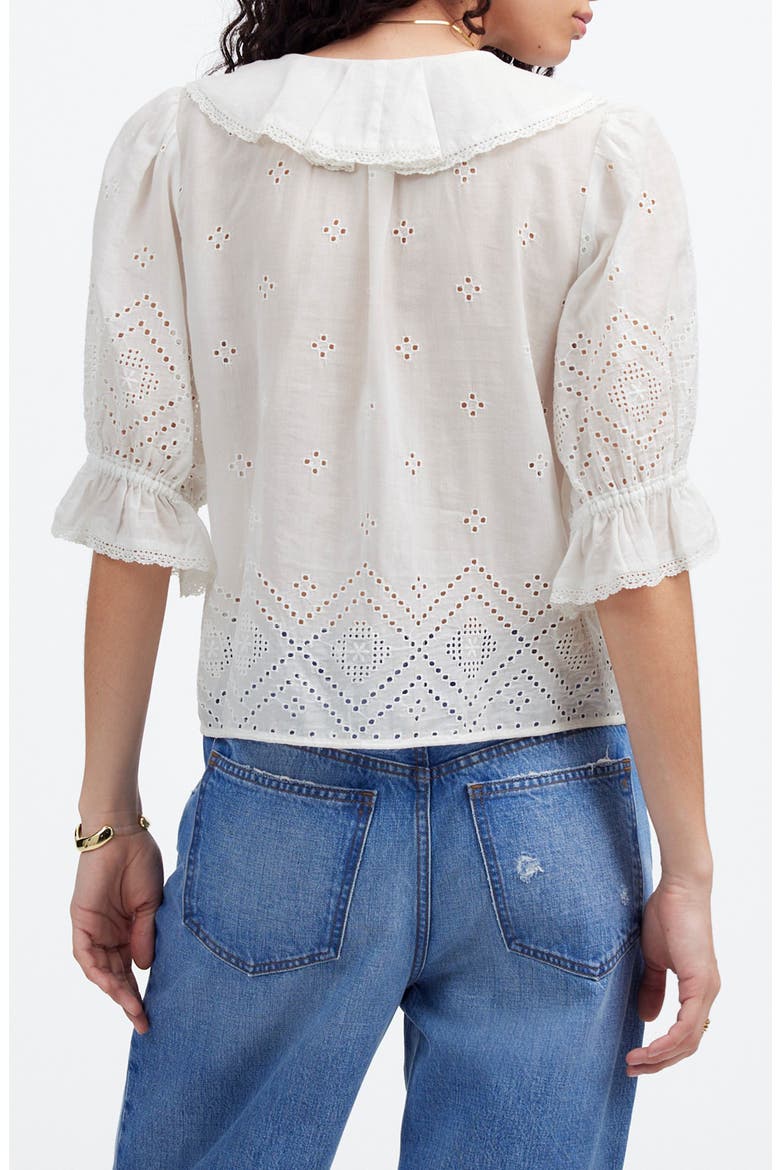 Pintuck Ruffle Puff Sleeve Top, Alternate, color, WHITE