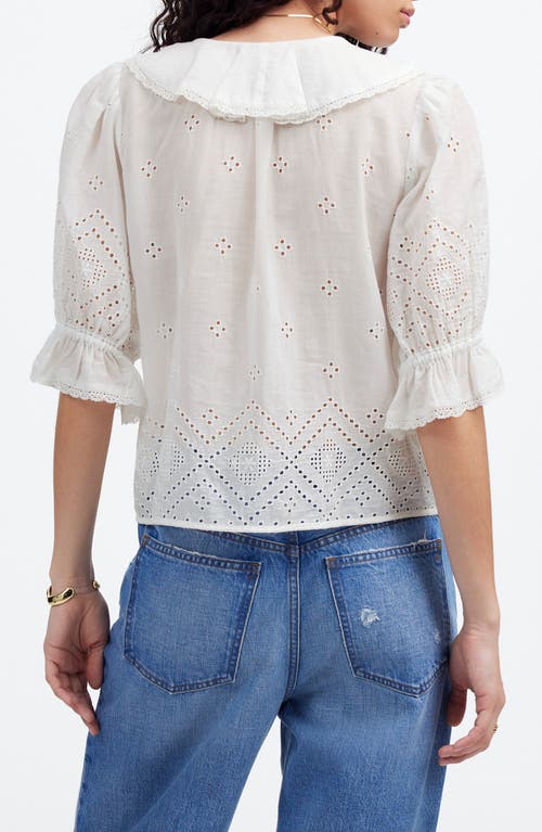 Madewell Pintucked Ruffled Puff-sleeve Top In White
