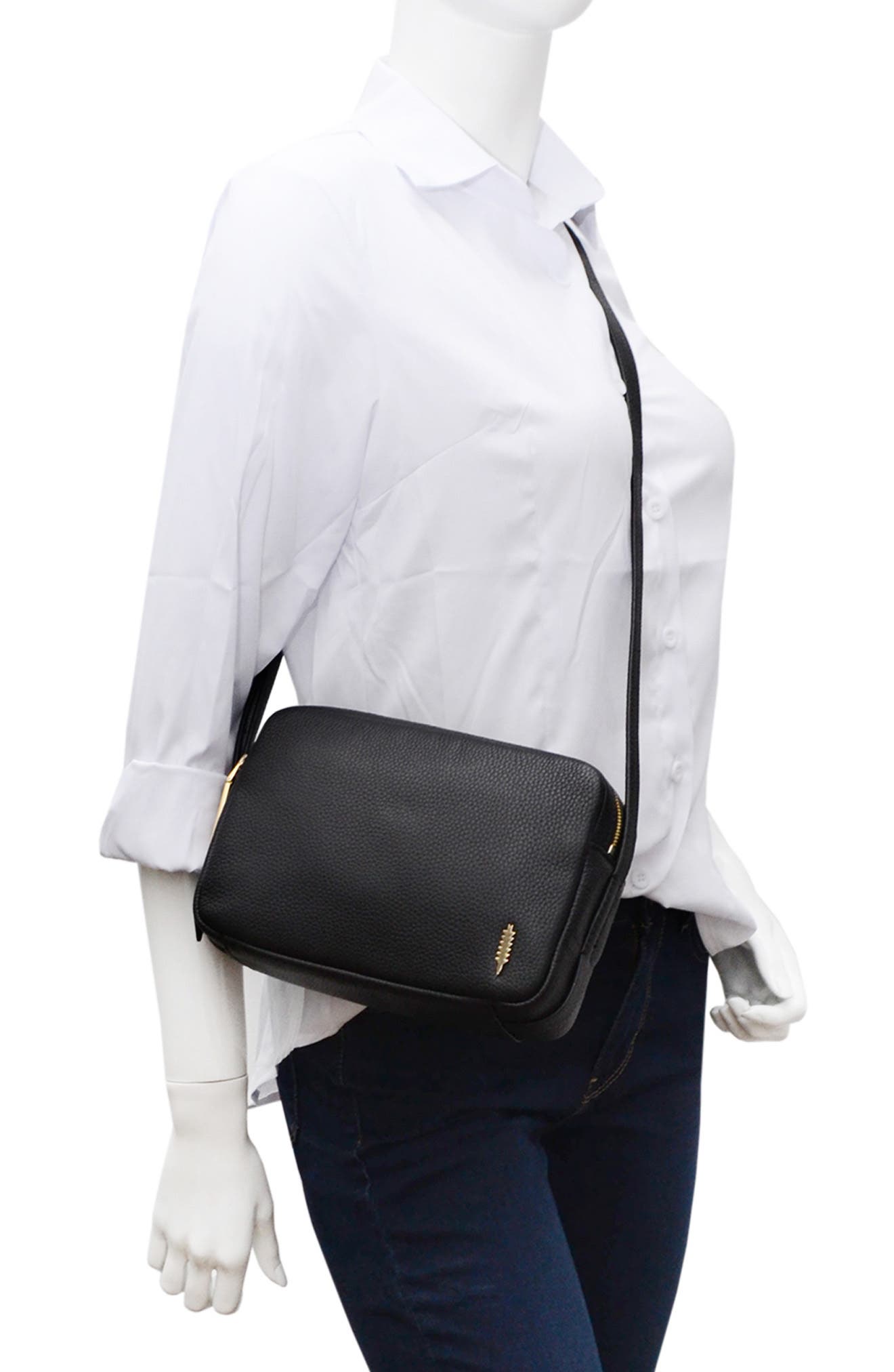 Thacker Shay Leather Camera Crossbody Bag, Alternate, color, Black