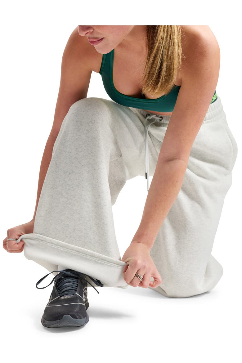 Icon Fleece Wide Leg Sweatpants, Alternate, color, DISTANT GRAY HEATHER / / WHITE