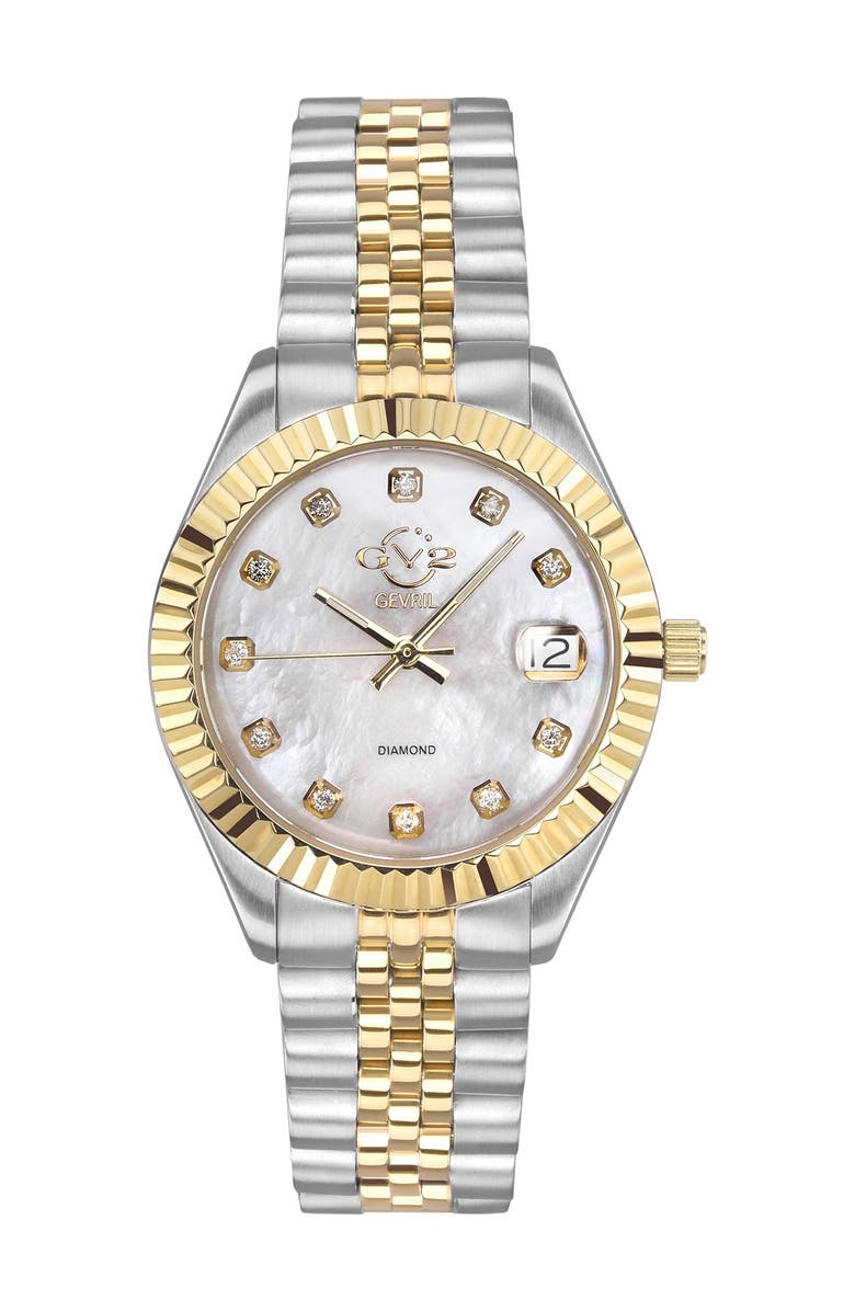 GV2 Women's Naples Swiss Diamond Watch, 34mm - 0.146 ctw, Main, color, Two-Tone Gold-Silver