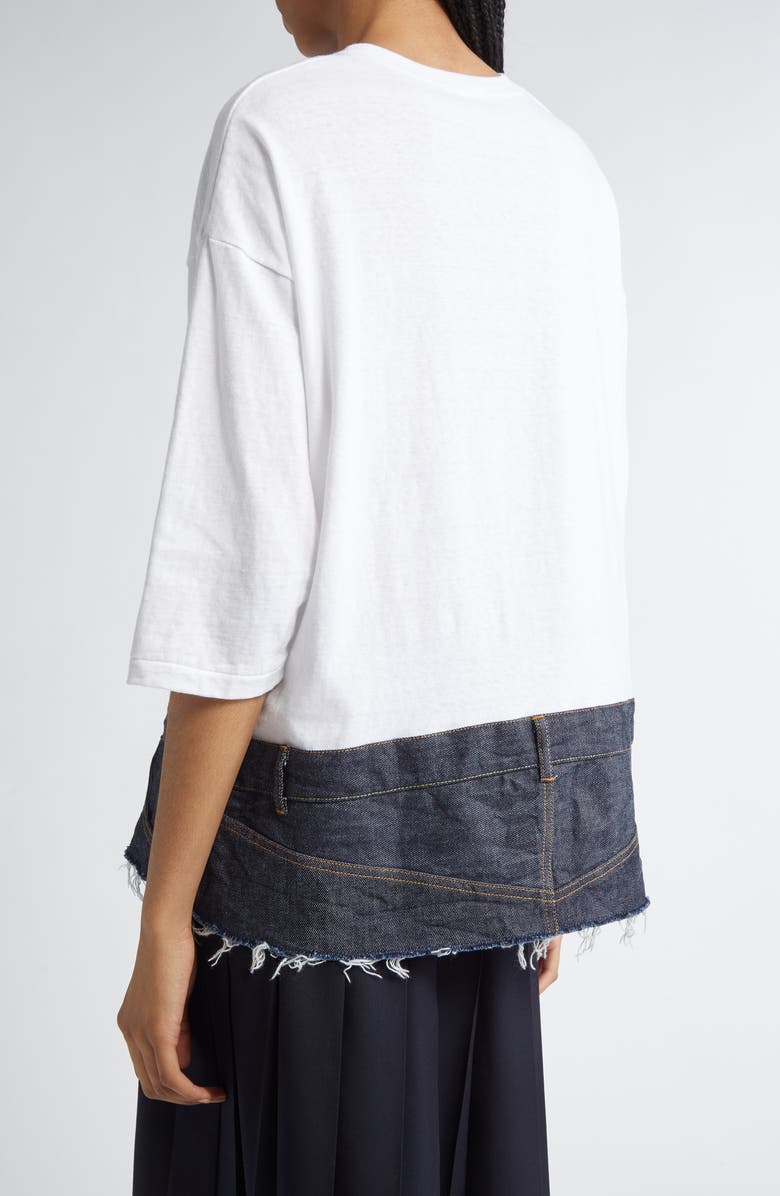 Undercover Raw Denim Hem Cotton Top, Alternate, color, 
