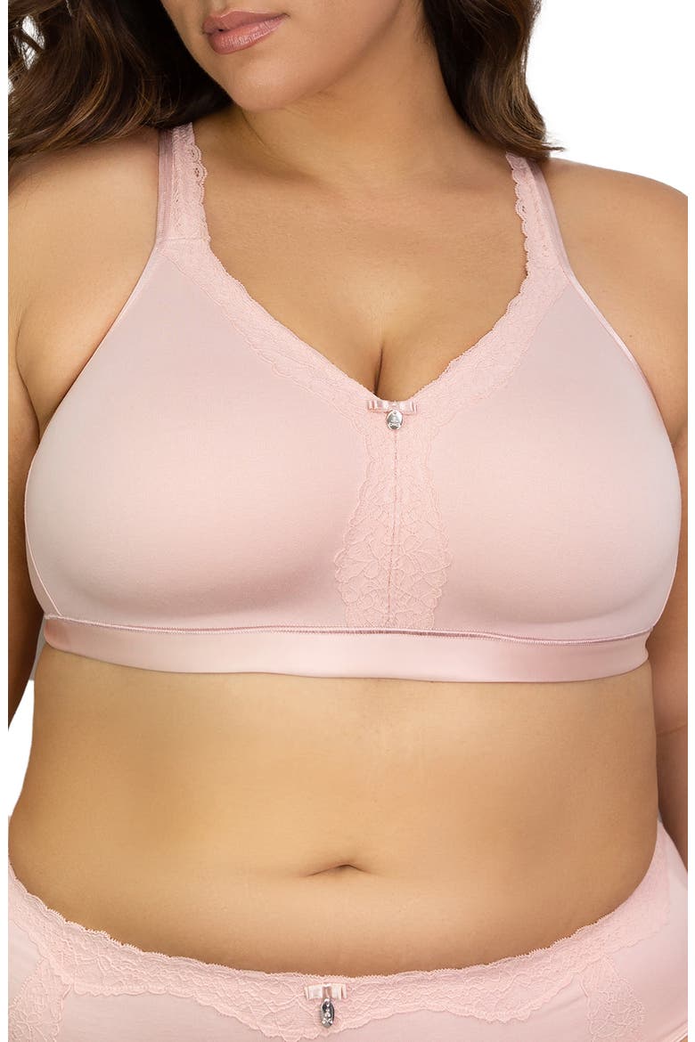 Lace Trim Wireless Bra, Main, color, BLUSHING ROSE