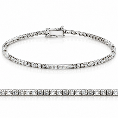 2ct Lab Grown Diamond Tennis Bracelet 14K Gold 7"