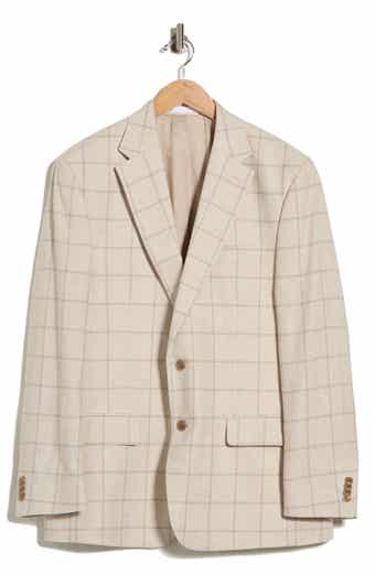 Check Two-Button Linen Blend Sport Coat