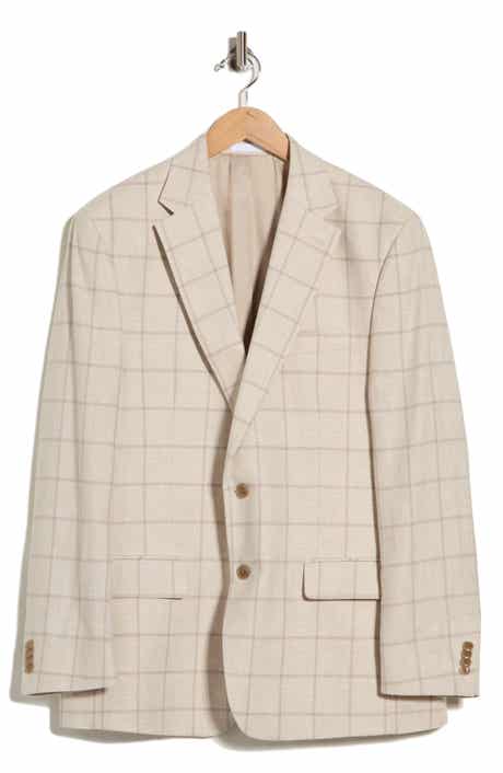 Check Two-Button Linen Blend Sport Coat