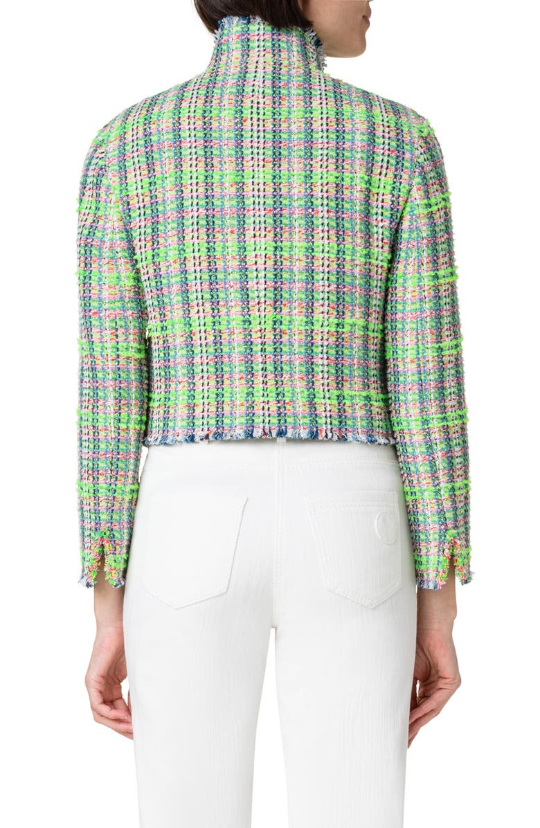 Akris punto Fringed Tweed Crop Jacket, Alternate, color, 056 Vibrant Green-Multicolor