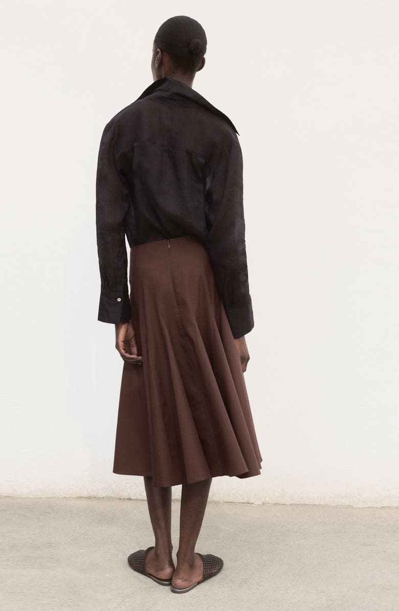 MANGO Pleat Midi Skirt, Alternate, color, Brown