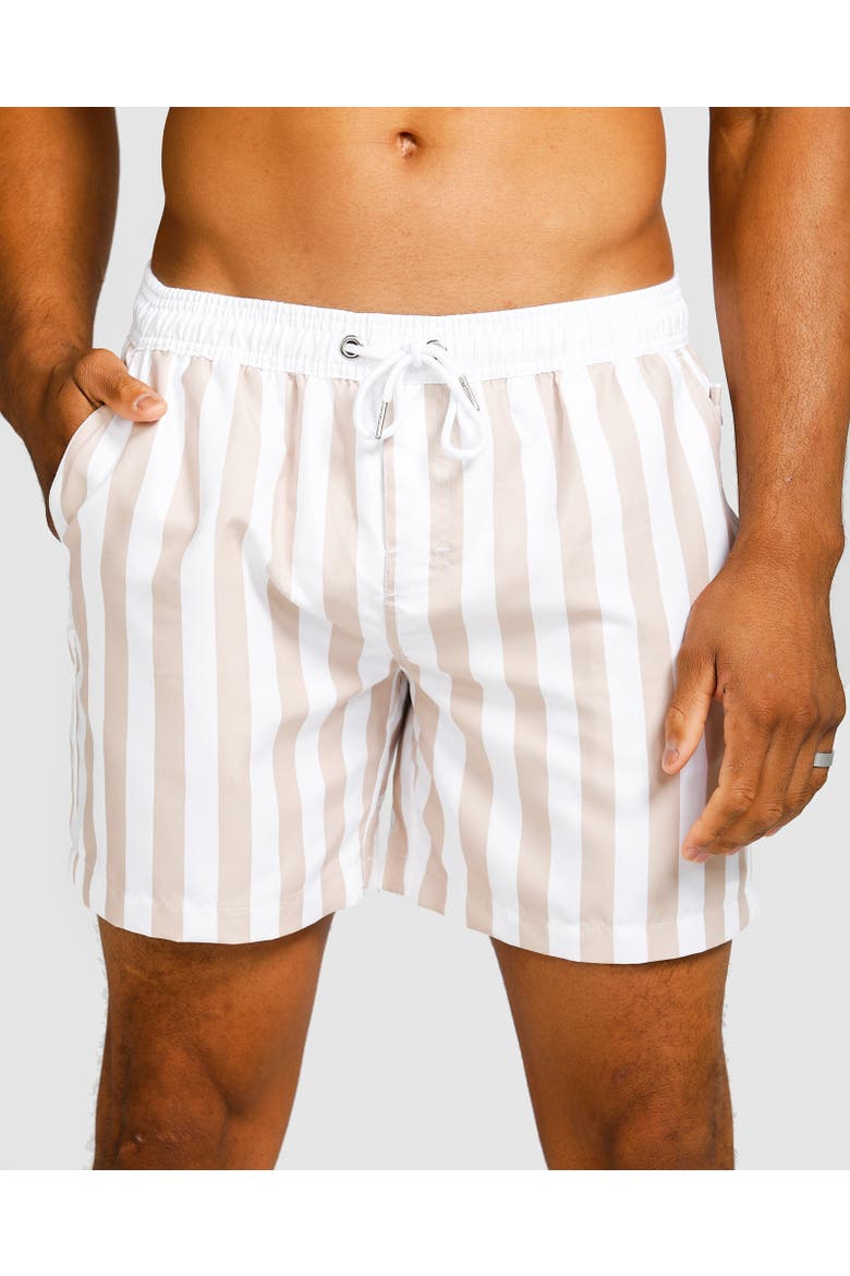 Ibiza Swim Short, Main, color, Pastel Brown & White Stripe