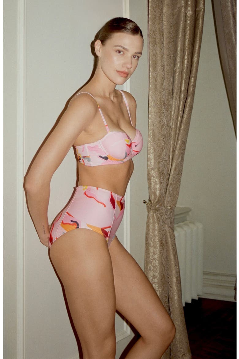 Aurora Bloom High Waisted Bikini Bottom, Alternate, color, Pink