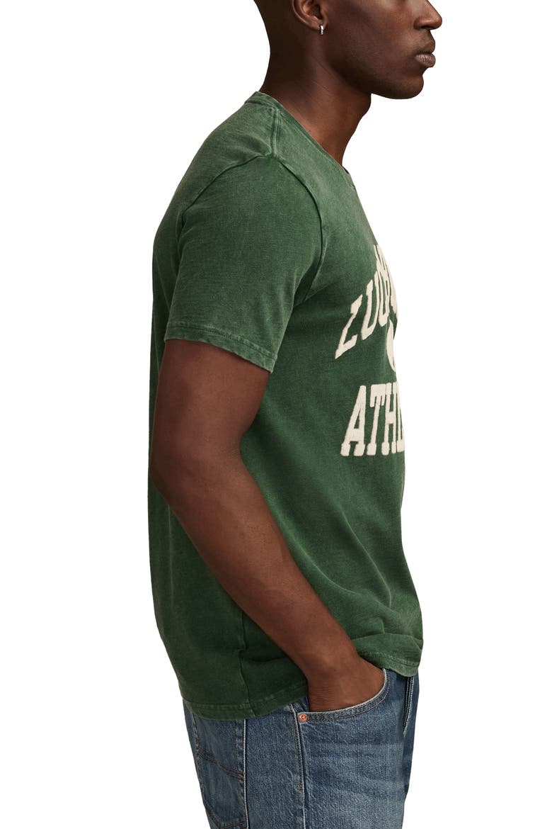 Athletics Flocked Logo Graphic T-Shirt, Alternate, color, DARK GREEN