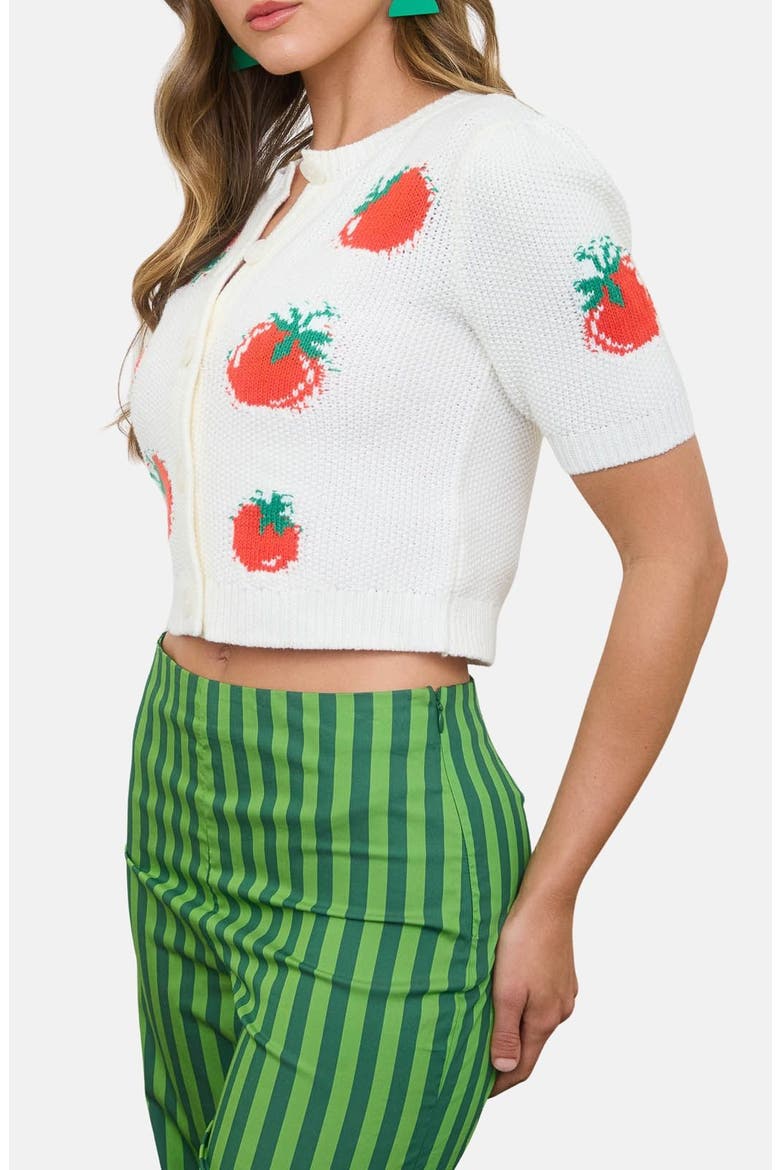 Tomato Short Sleeve Cardigan, Alternate, color, CREAM