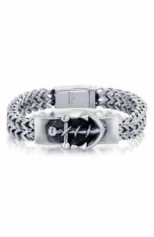 Metallo Men's Anchor ID Franco Chain Bracelet