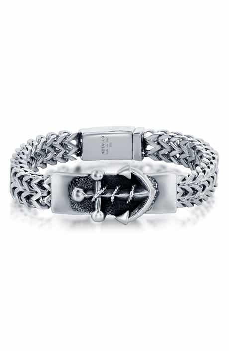 Metallo Men's Anchor ID Franco Chain Bracelet