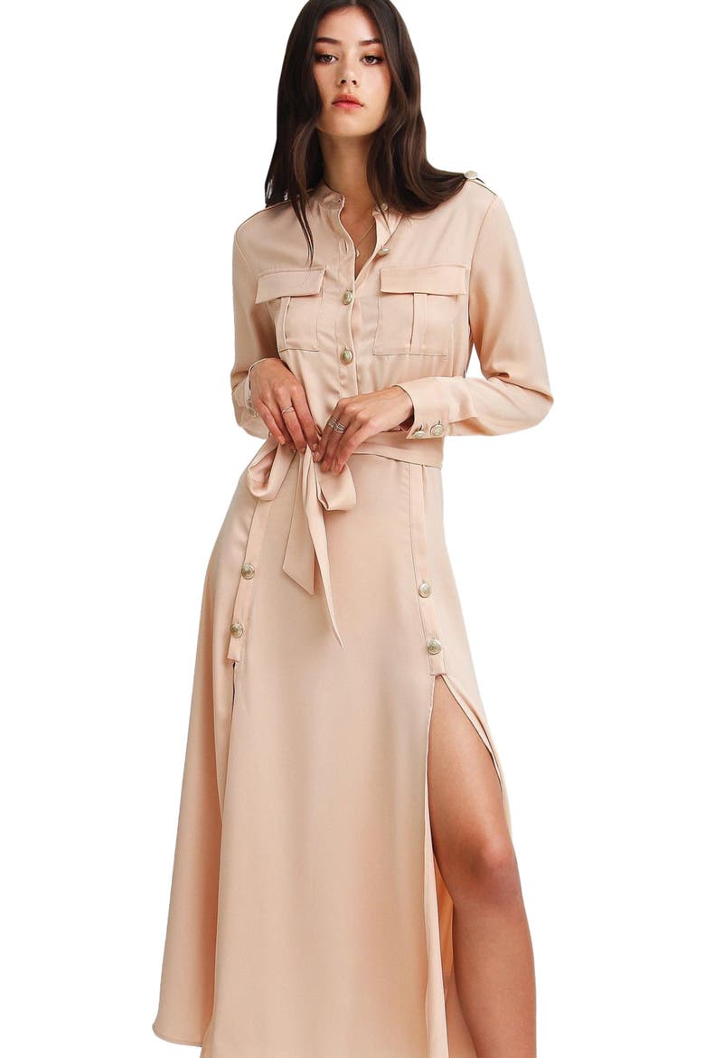 Lover To Lover Maxi Shirt Dress, Alternate, color, Champagne