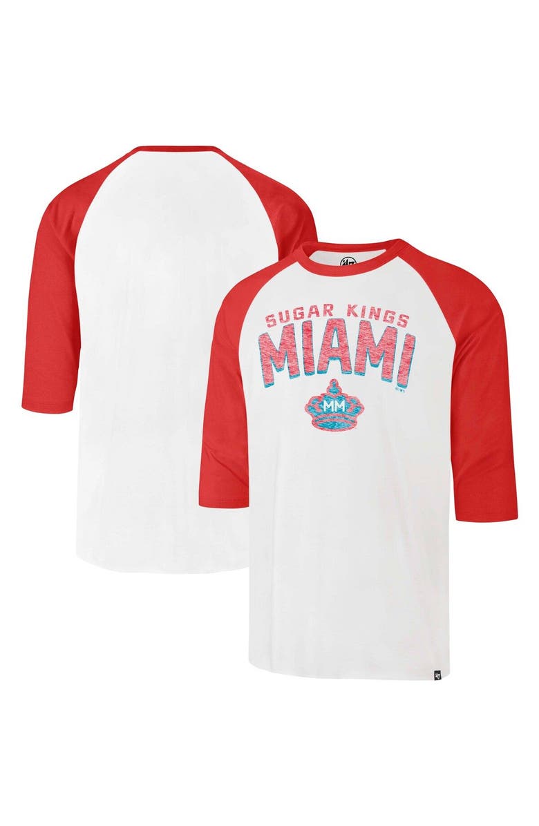 '47 Men's '47 Cream Miami Marlins City Connect Crescent Franklin Raglan 3/4-Sleeve T-Shirt, Main, color, 