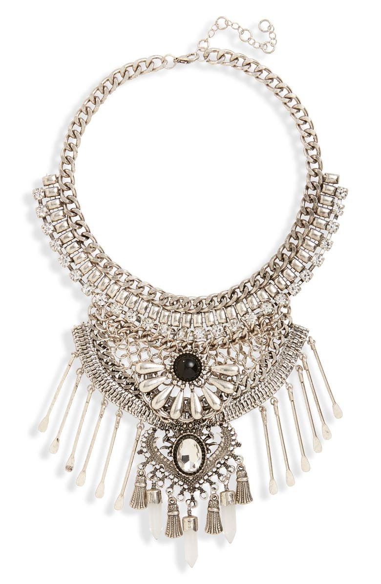 Leith Stone & Spoon Charm Statement Necklace, Main, color,