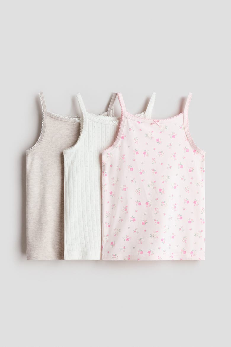 3-pack Cotton Strappy Tops, Alternate, color, Light pink/patterned