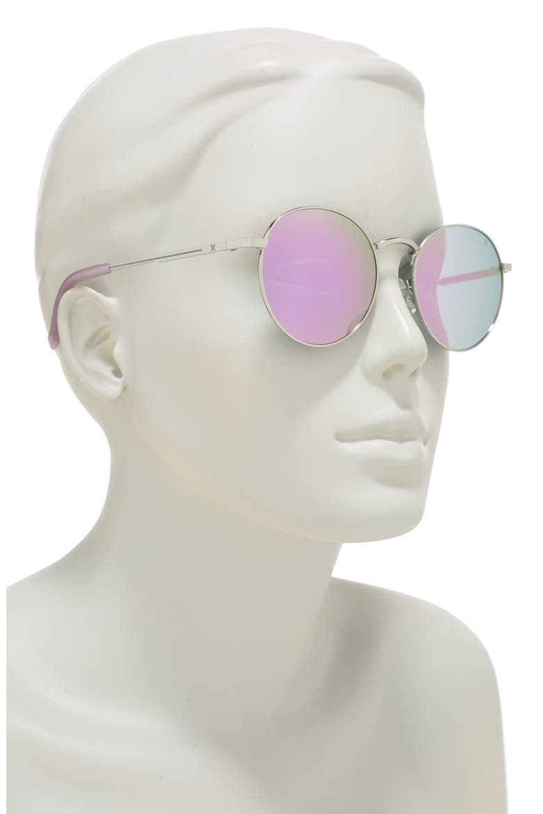 Small Enamel Accented Round Sunglasses, Alternate, color, LILAC MIRROR