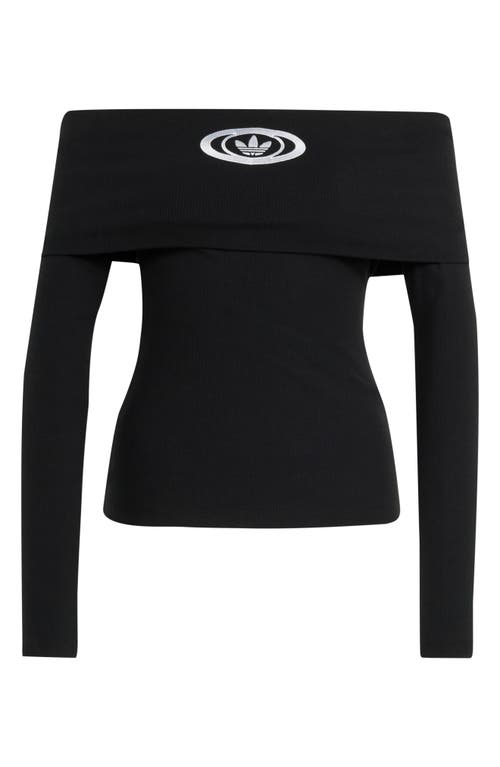 Adidas Originals Campus 2000 Off The Shoulder Top In Black