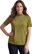 Jessica London Short Sleeve Mock Neck