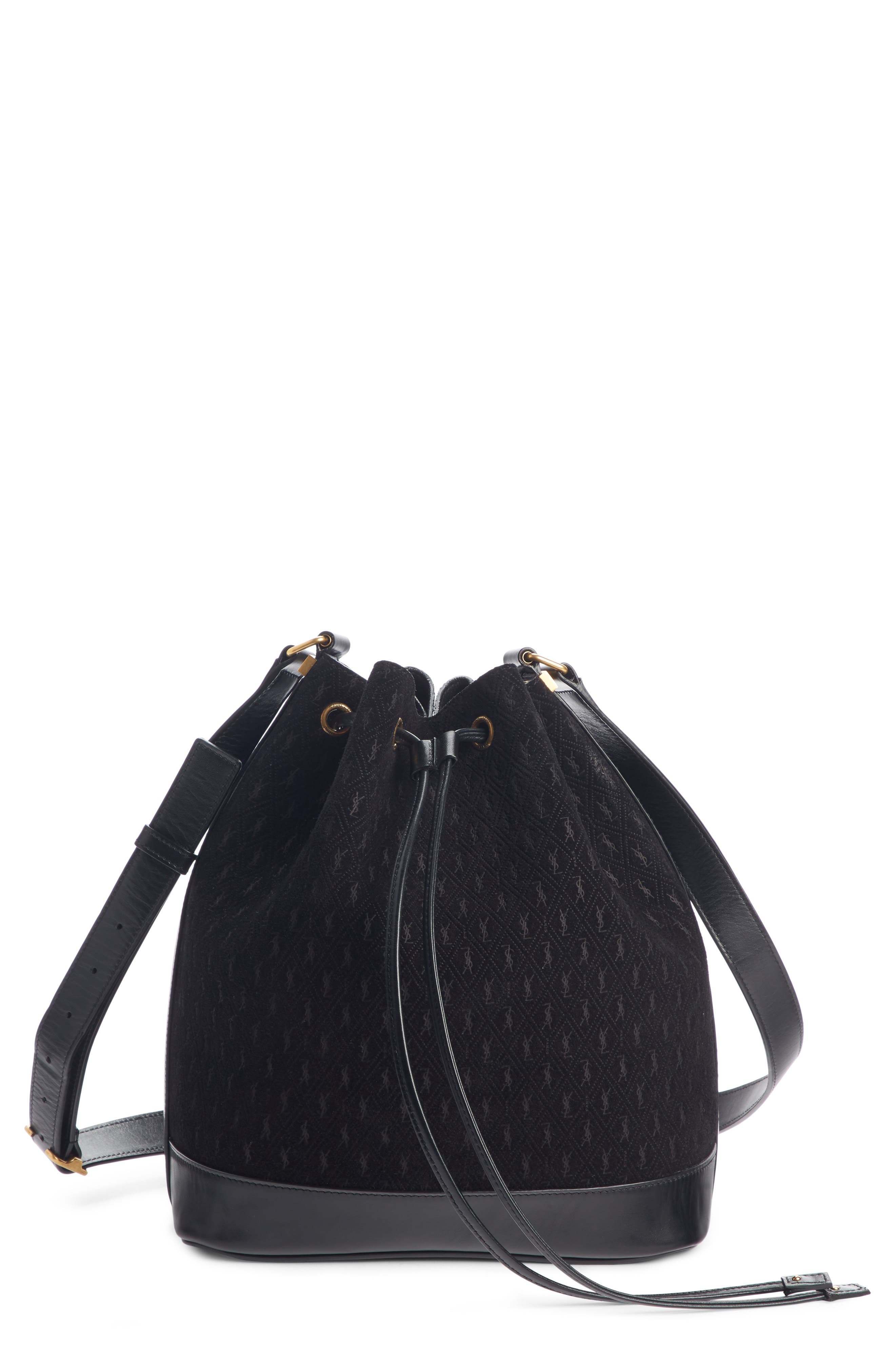 Saint Laurent Le Monogramme Calfskin Suede Bucket Bag, Main, color, 
