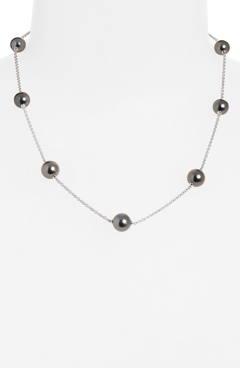 Mikimoto Black South Sea Pearl Station Necklace, Alternate, color,