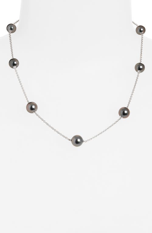 Mikimoto Black South Sea Pearl Station Necklace In Metallic
