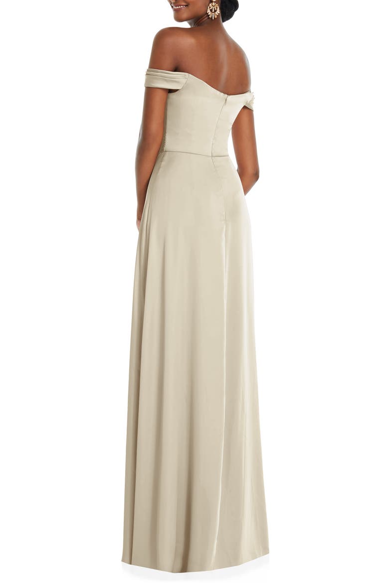 Off the Shoulder Satin Gown, Alternate, color, CHAMPAGNE