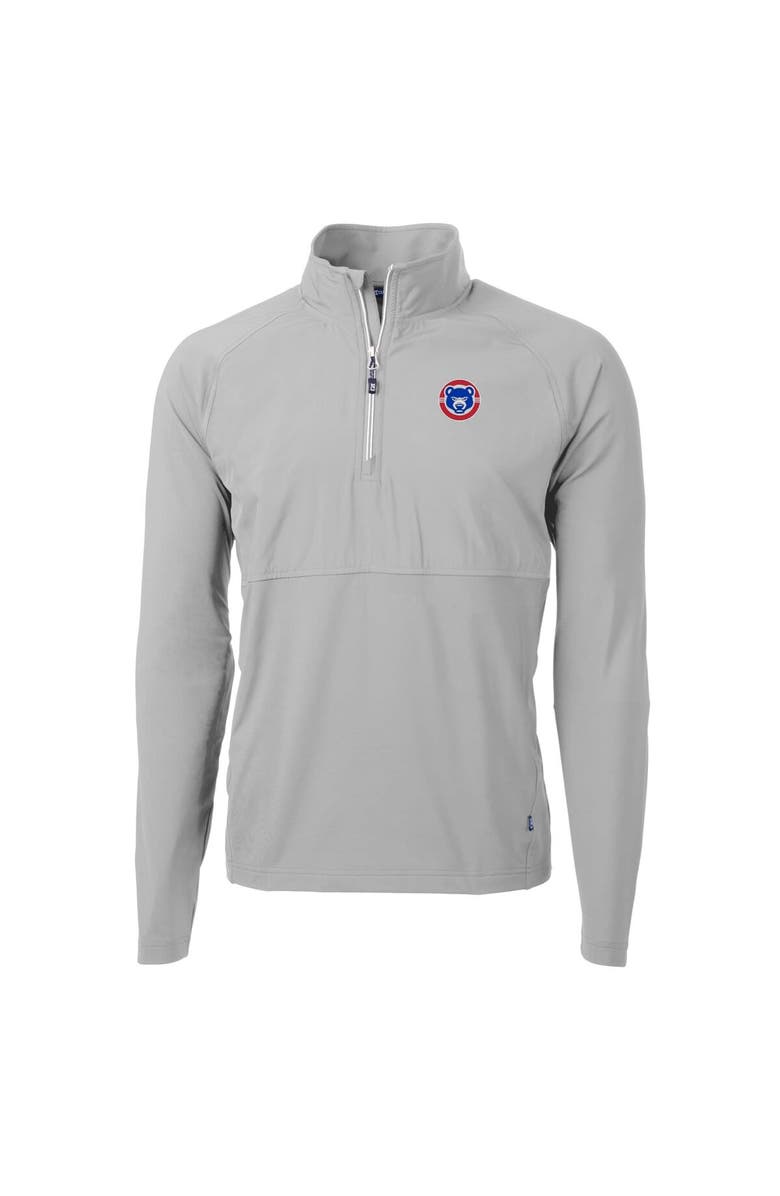 Cutter & Buck Men's Cutter & Buck  Gray South Bend Cubs Adapt Eco Knit Hybrid Recycled Quarter-Zip Top, Alternate, color, 