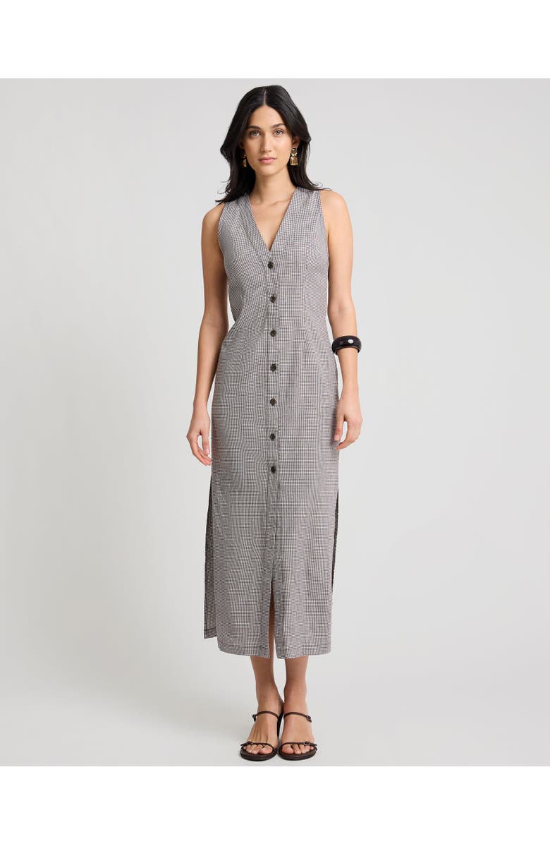 Onia Stretch Linen Button Down Maxi Dress, Main, color, Brown/White