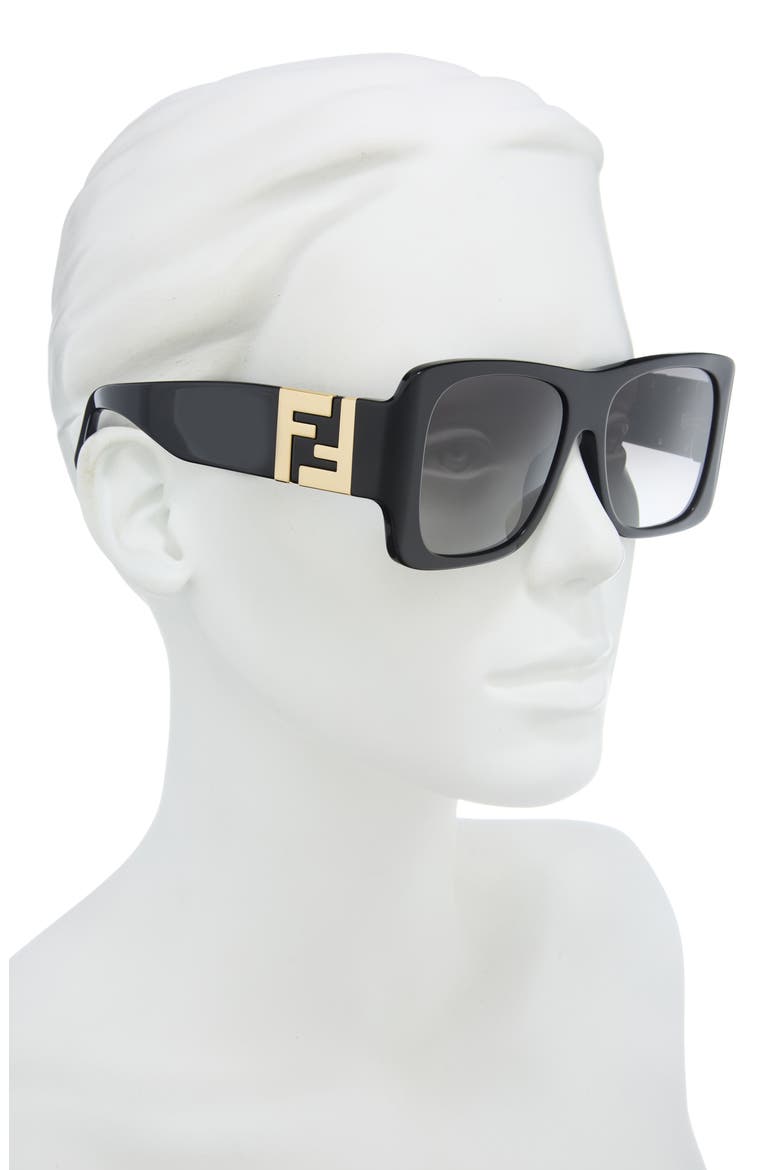 Forever Fendi Square Sunglasses, Alternate, color, SHINY BLACK / GRADIENT SMOKE
