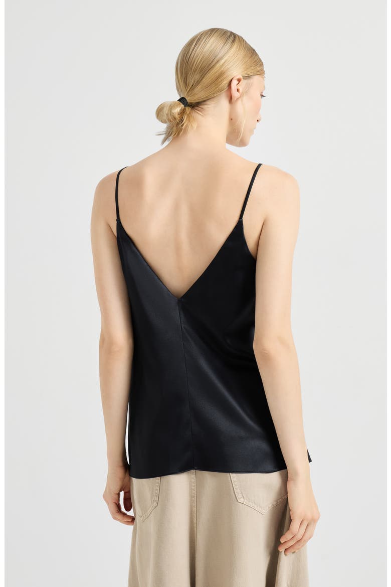 Stretch silk satin camisole, Alternate, color, Black