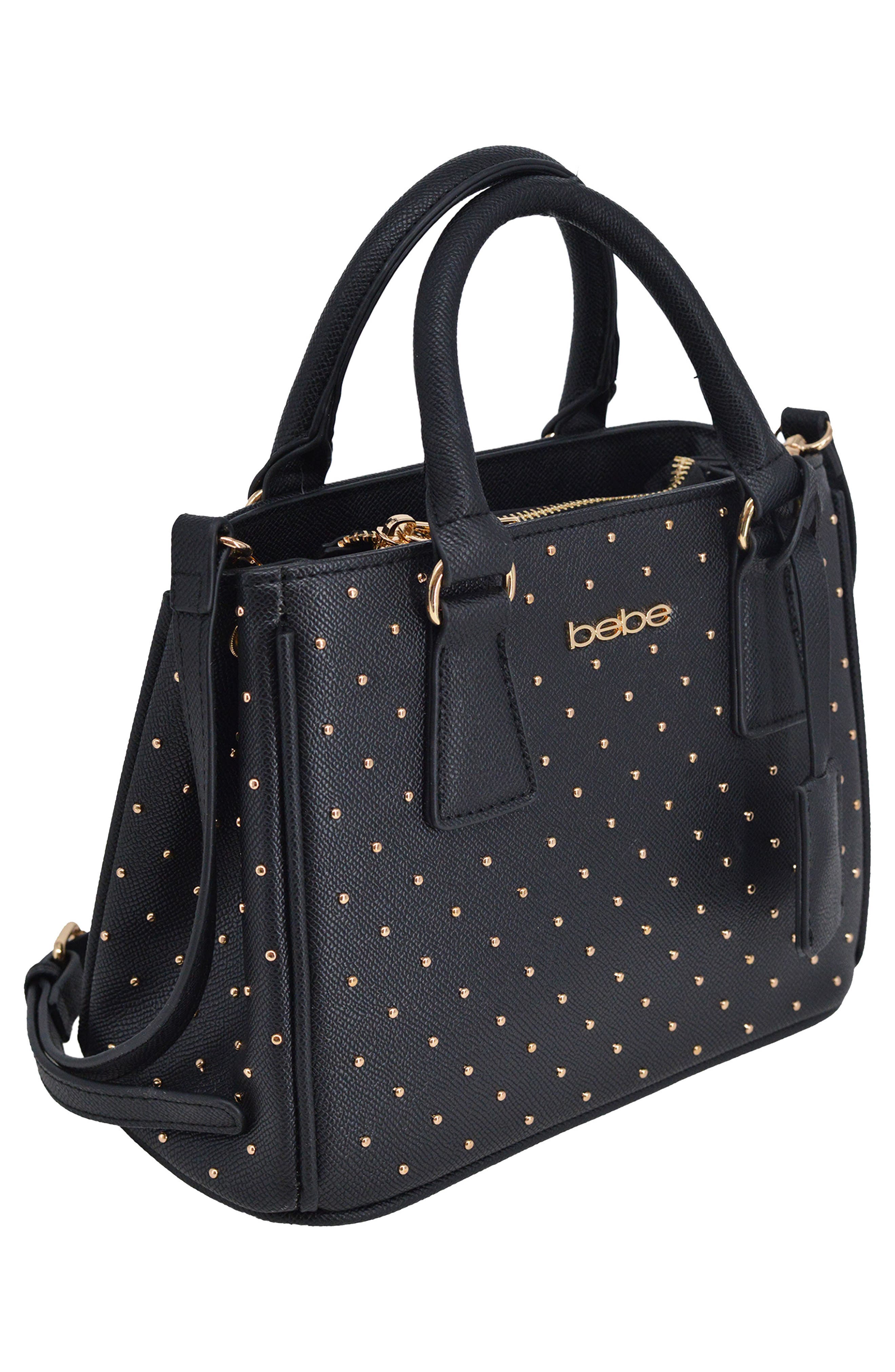 bebe Sagan Studded Mini Satchel, Alternate, color, Black