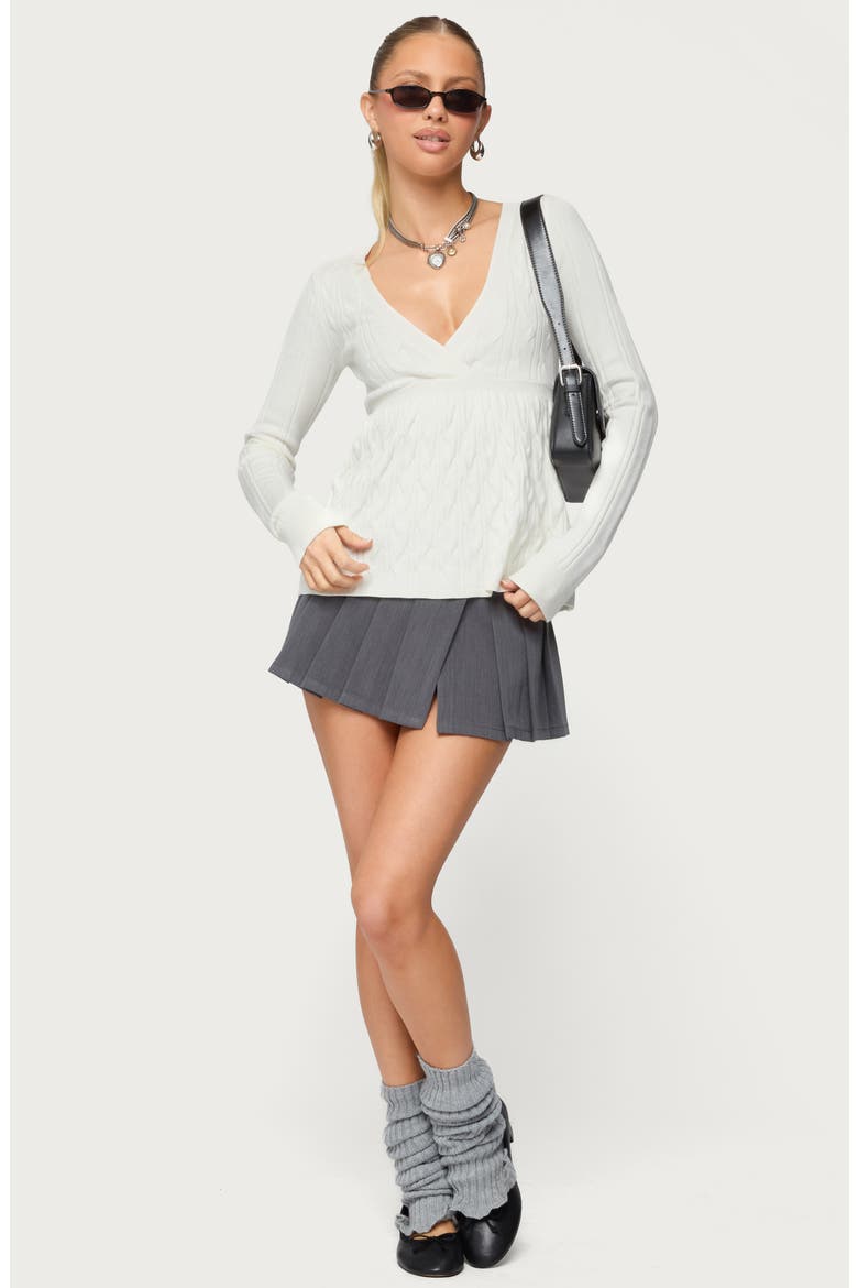 Saphey Peplum Cable Top, Alternate, color, IVORY